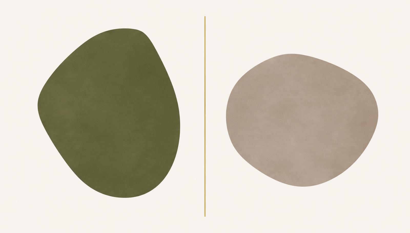 Illustration abstraite de deux formes distinctes séparées par une fine ligne dorée