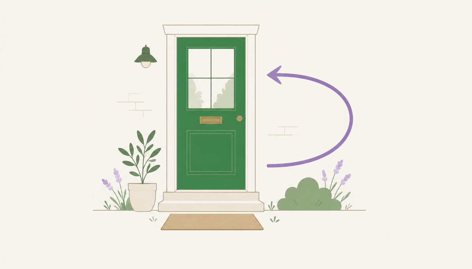 Illustration sobre d'une porte fermée et d'une flèche qui revient vers elle